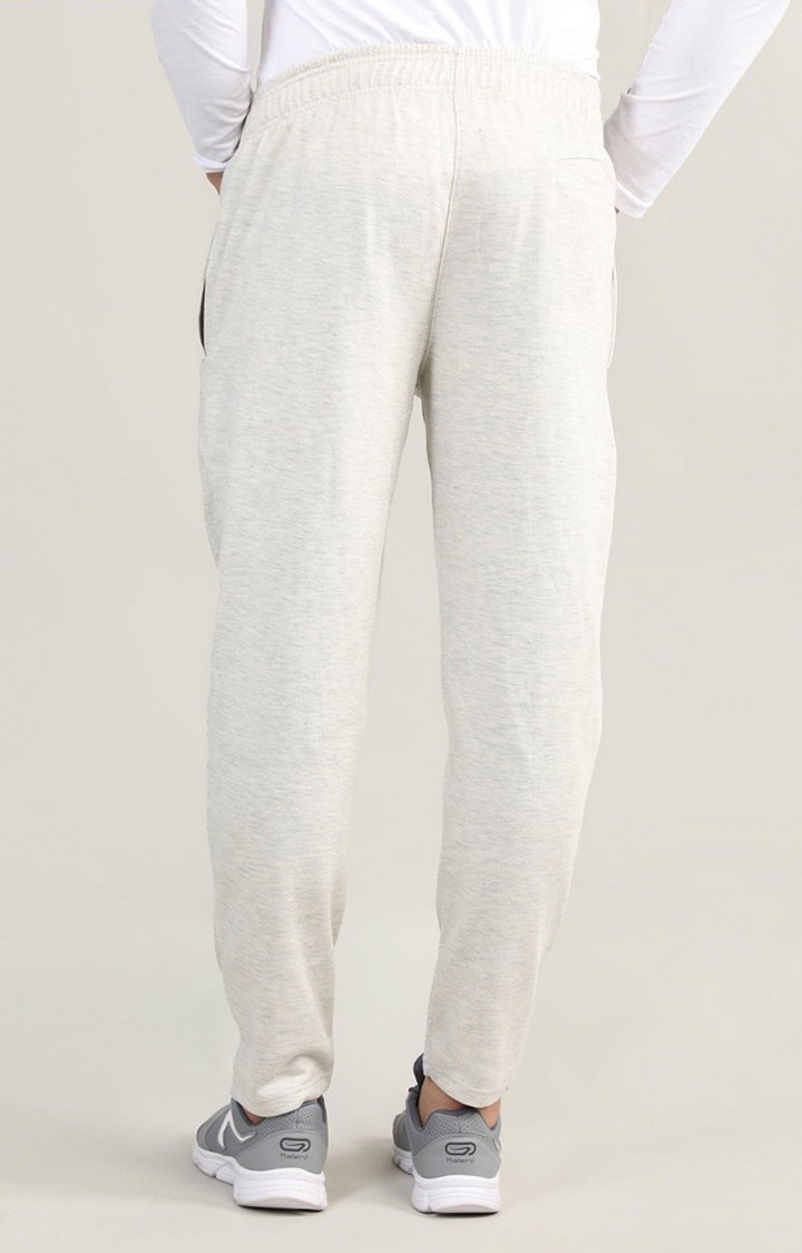 Men's Light Grey Melange Textured Polyester Trackpant