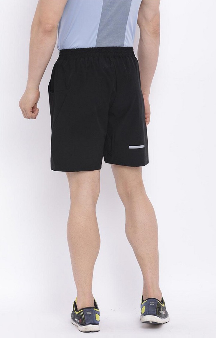 Men's Black Solid Polyester Activewear Shorts