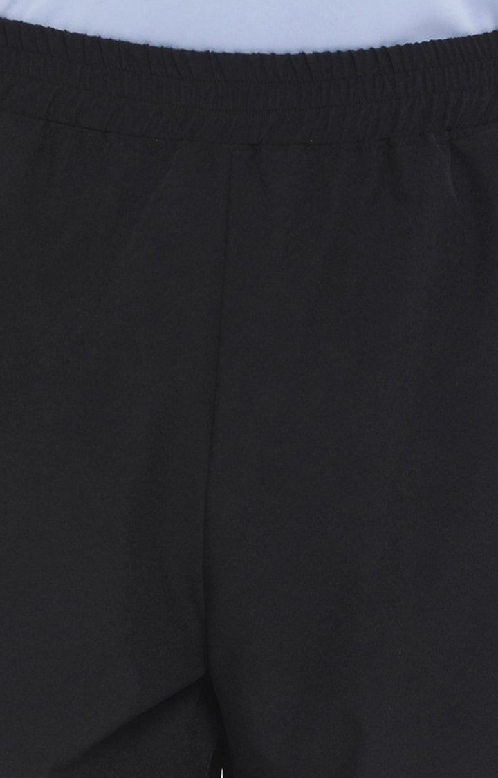 Men's Black Solid Polyester Activewear Shorts