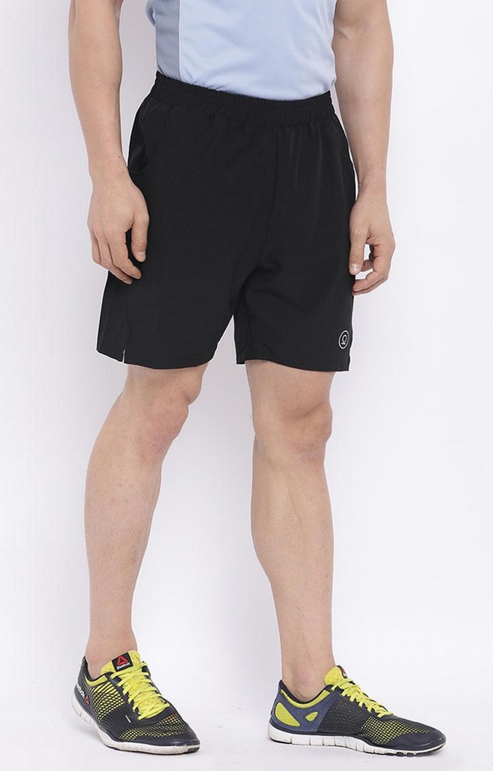 Men's Black Solid Polyester Activewear Shorts