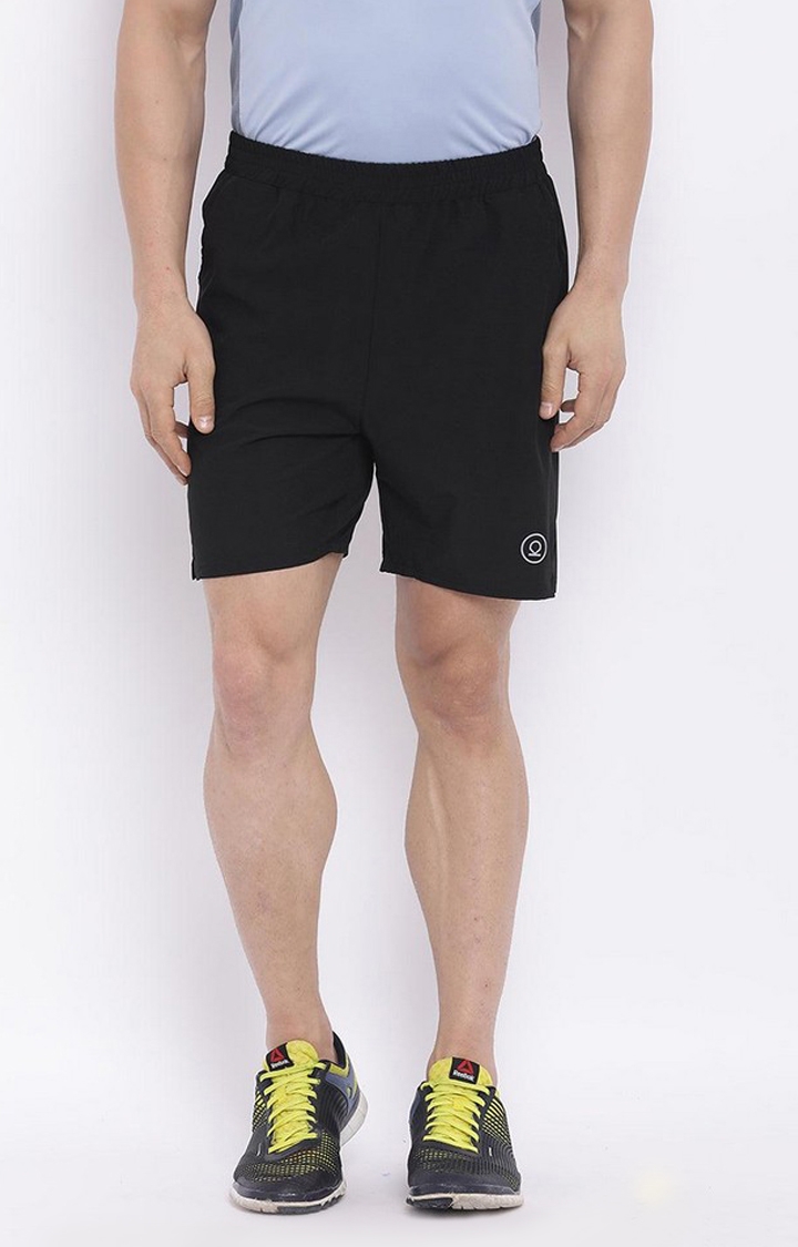 CHKOKKO | Men's Black Solid Polyester Activewear Shorts