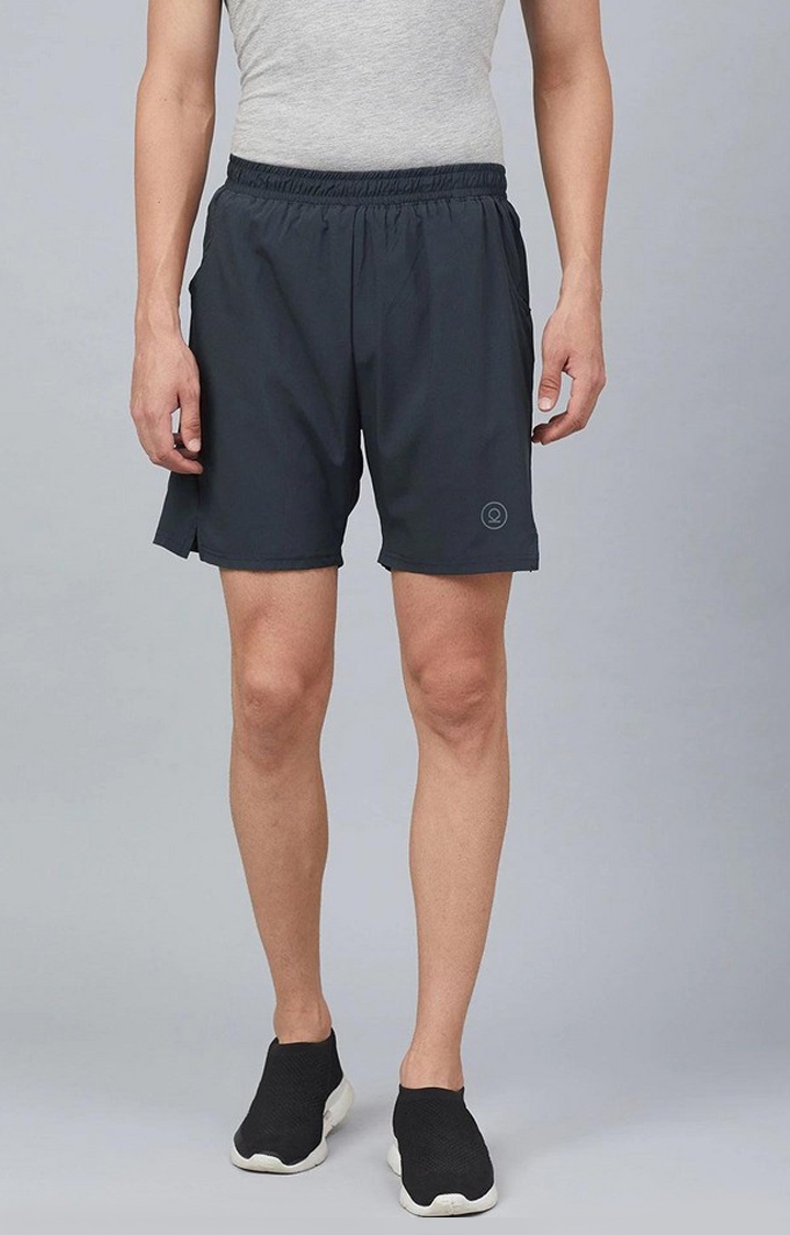 CHKOKKO | Men's Dark Grey Solid Polyester Activewear Shorts
