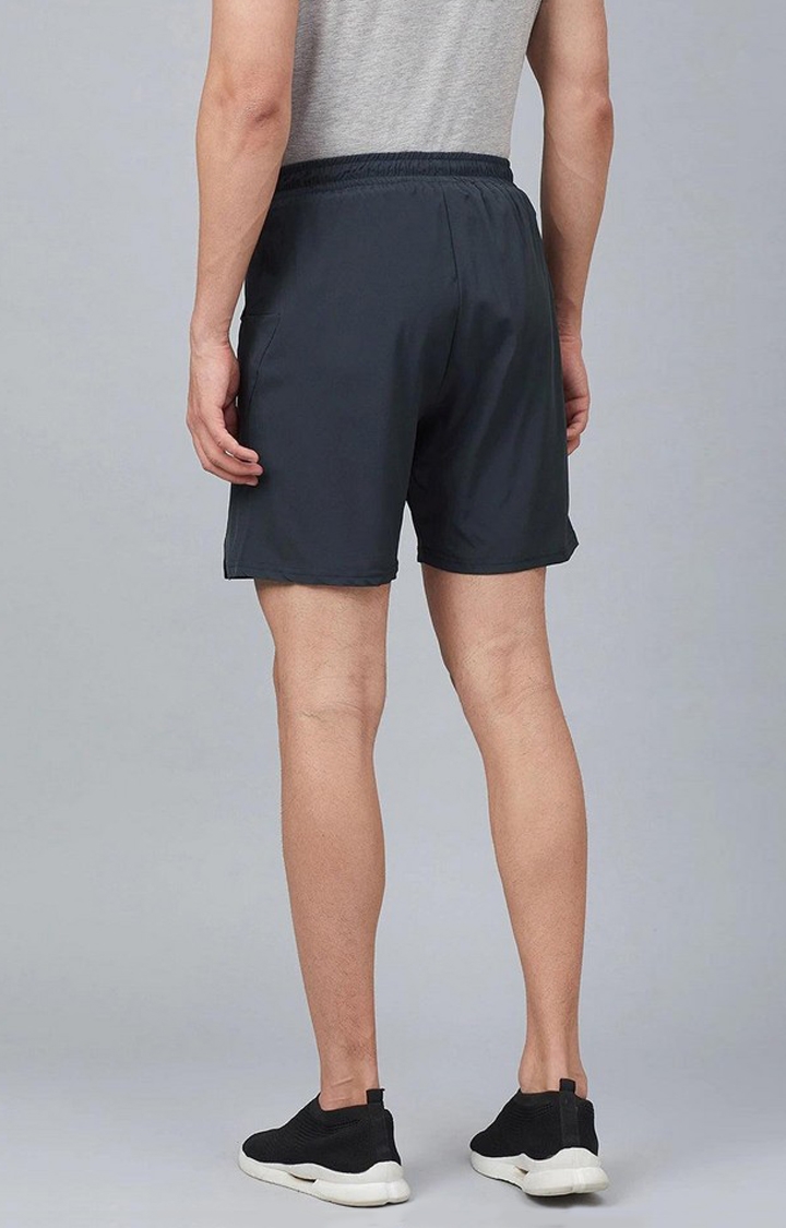 Men's Dark Grey Solid Polyester Activewear Shorts