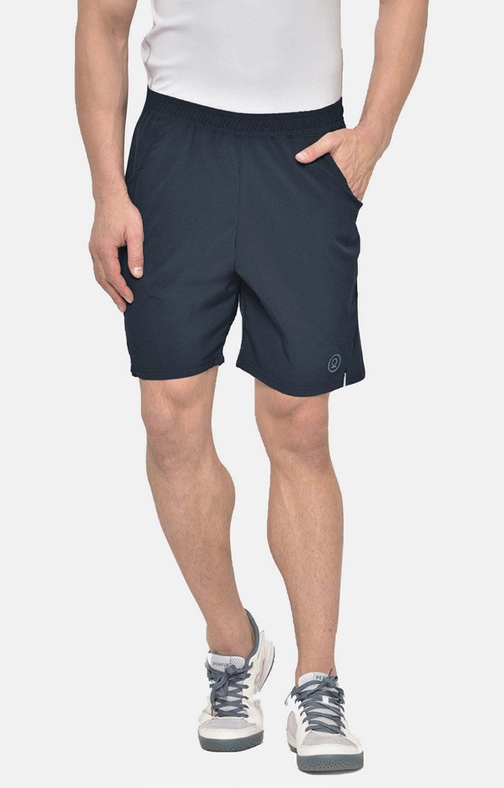CHKOKKO | Men's Midnight Blue Solid Polyester Activewear Shorts