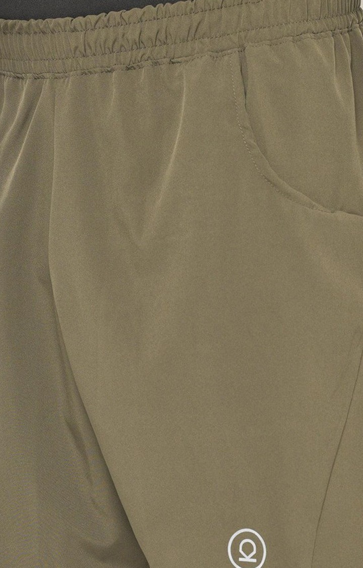Men's Olive Green Solid Polyester Activewear Shorts