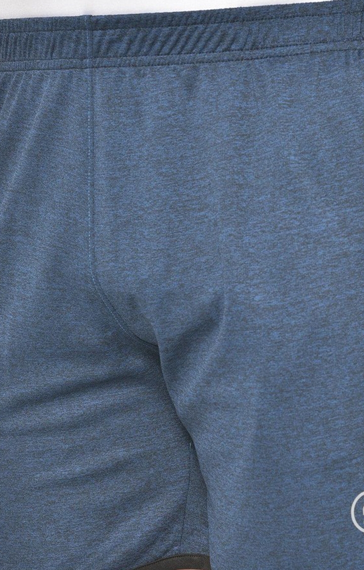 Men's Blue Melange Textured Polyester Activewear Shorts