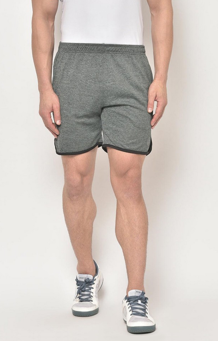 CHKOKKO | Men's Grey Melange Textured Polyester Activewear Shorts