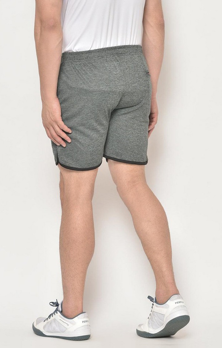 Men's Grey Melange Textured Polyester Activewear Shorts