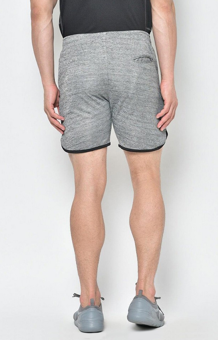 Men's Grey Melange Textured Polyester Activewear Shorts