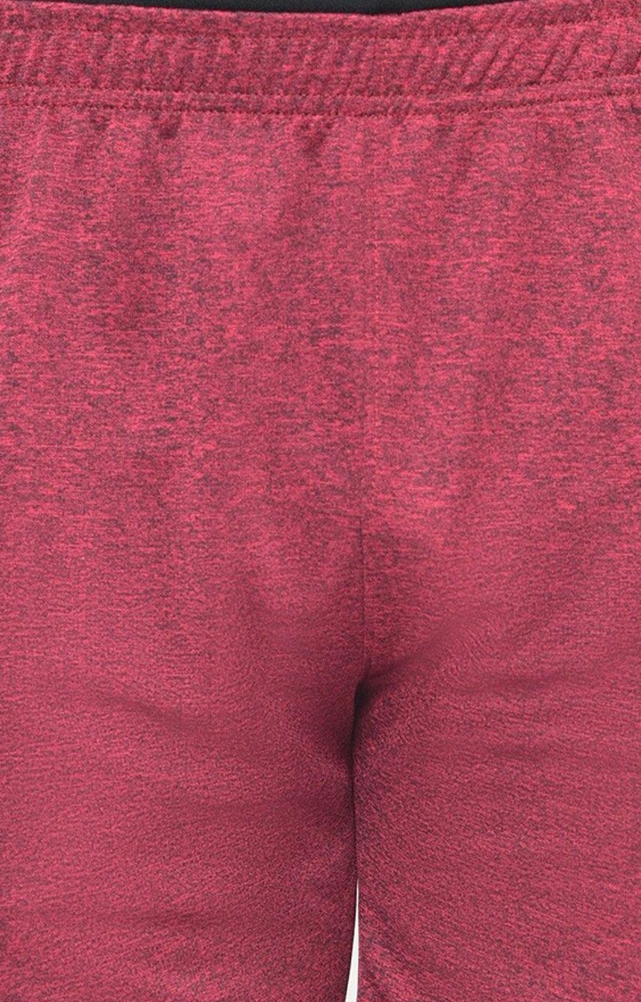 Men's Maroon Melange Textured Polyester Activewear Shorts