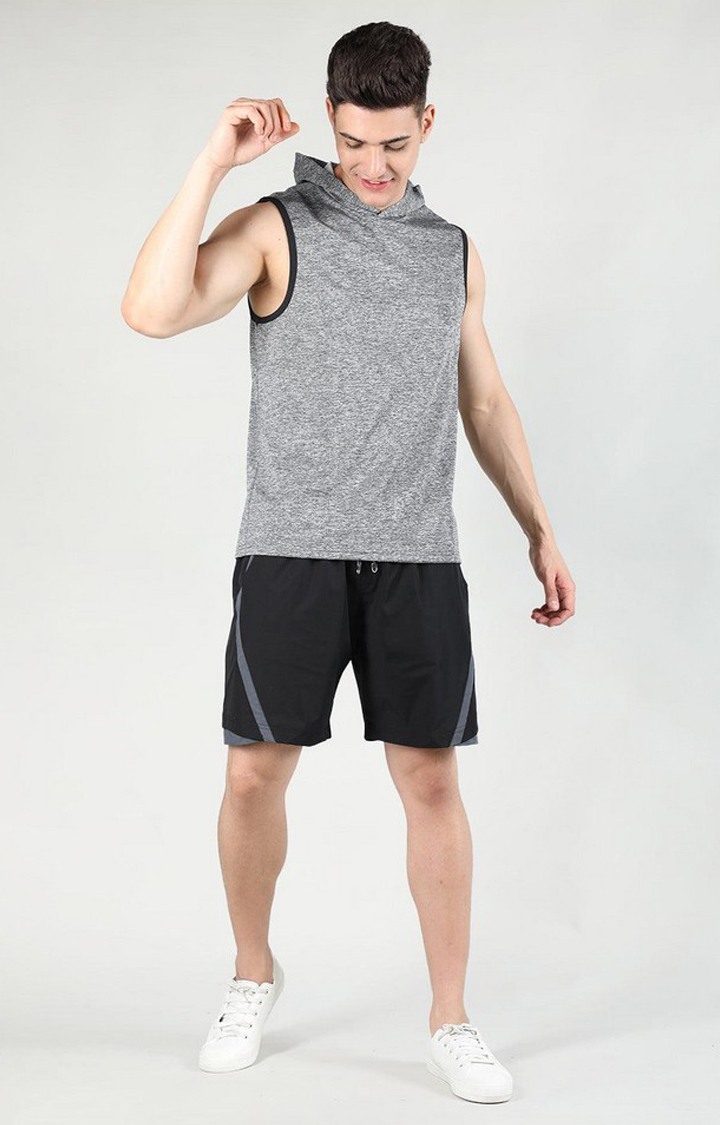 Men's Black Solid Nylon Activewear Shorts