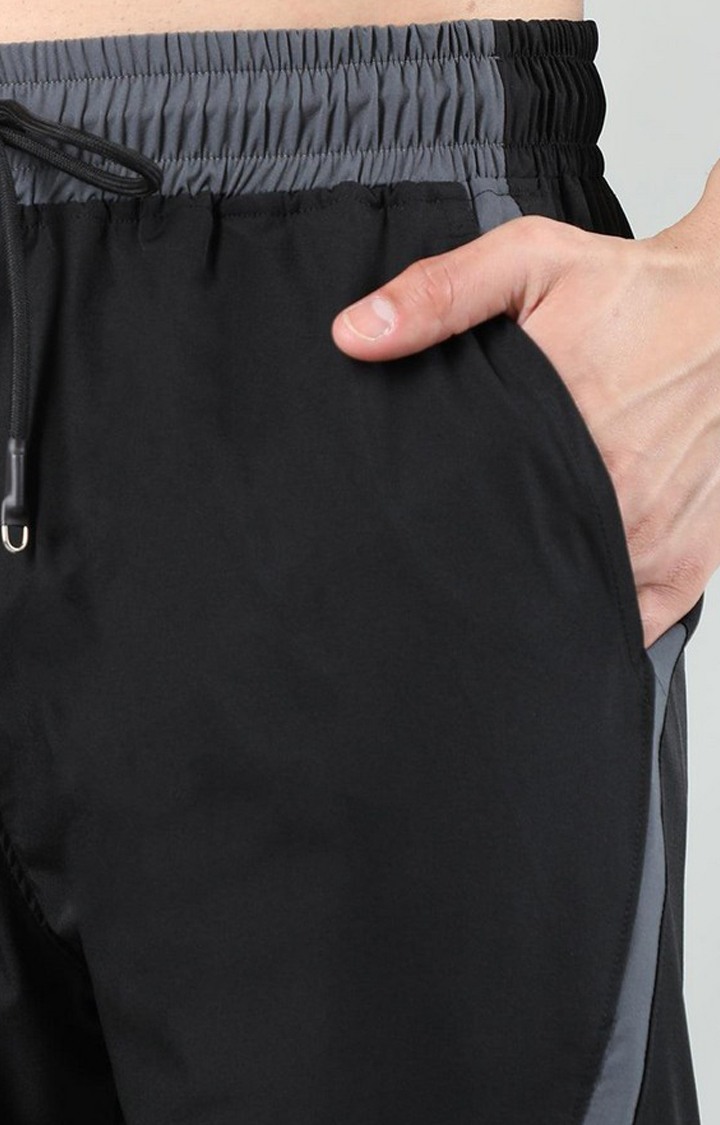 Men's Black Solid Nylon Activewear Shorts