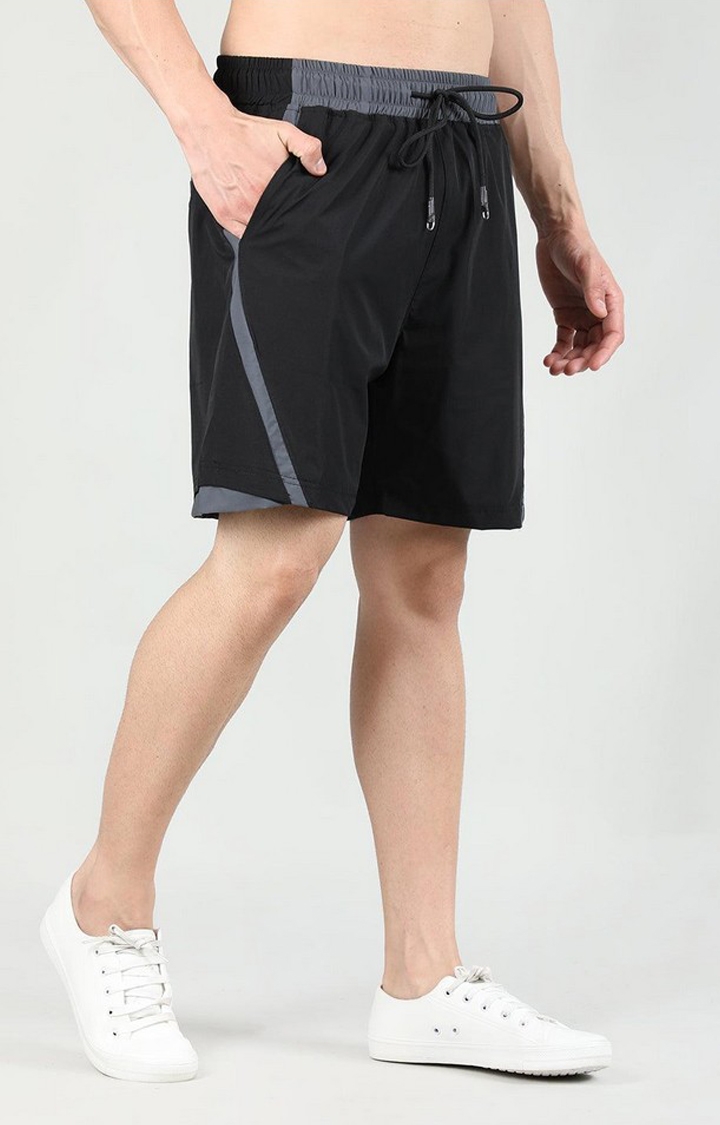 CHKOKKO | Men's Black Solid Nylon Activewear Shorts