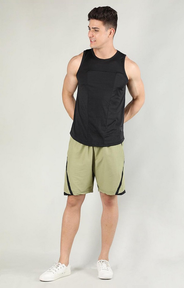 Men's Green Solid Nylon Activewear Shorts