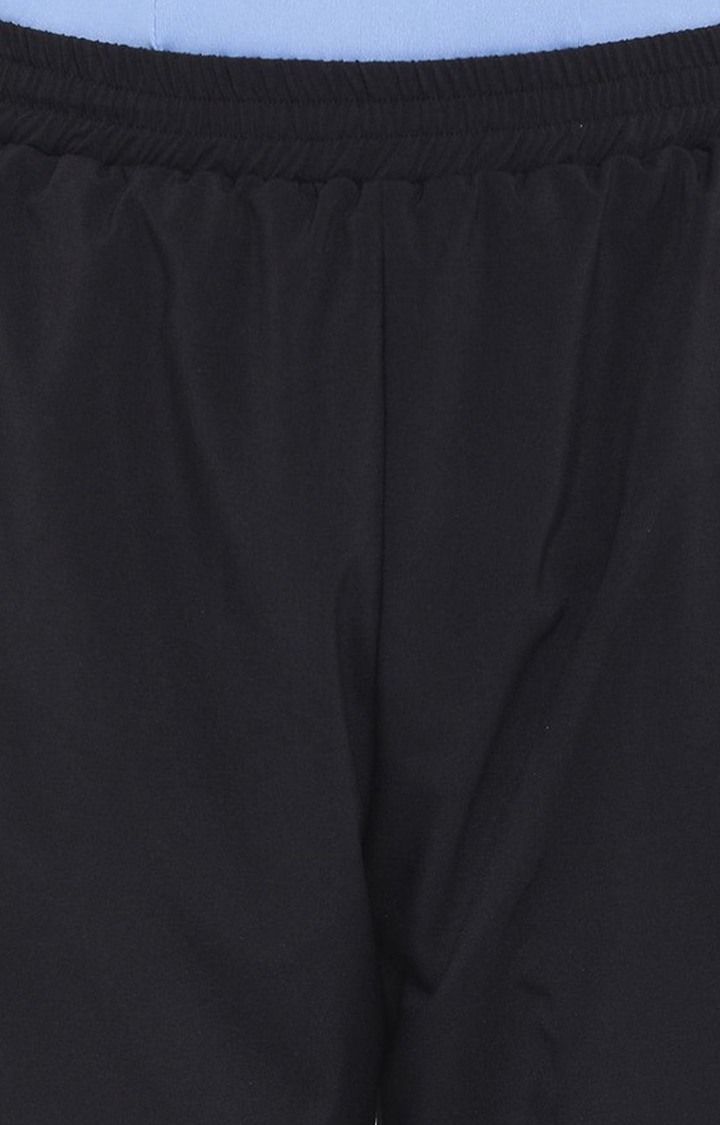 Men's Black & Navy Solid Polyester Activewear Shorts