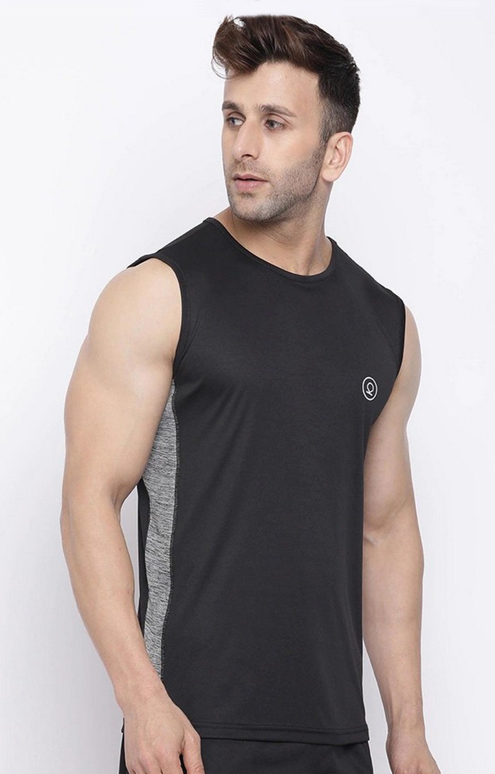 CHKOKKO | Men's Black Solid Polyester Vest