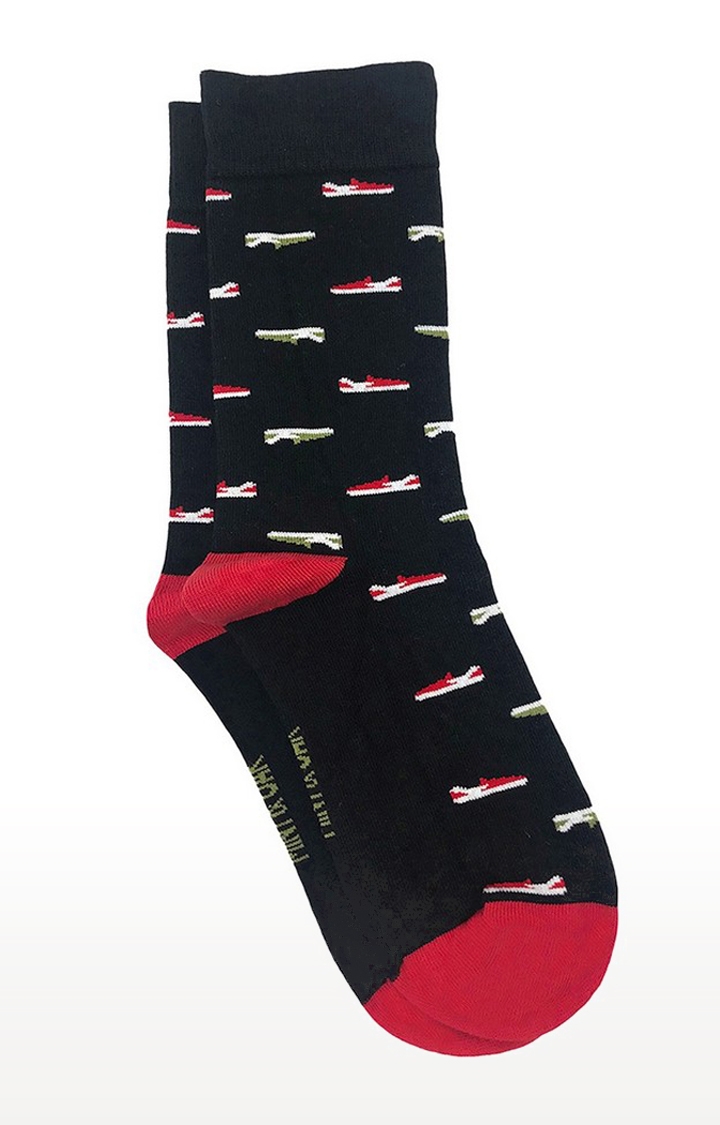 Mint & Oak | Mint & Oak Step It Up Black Calf Length Socks for Men 0