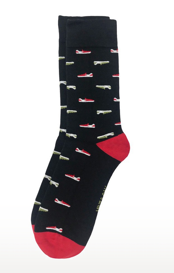 Mint & Oak | Mint & Oak Step It Up Black Calf Length Socks for Men 1