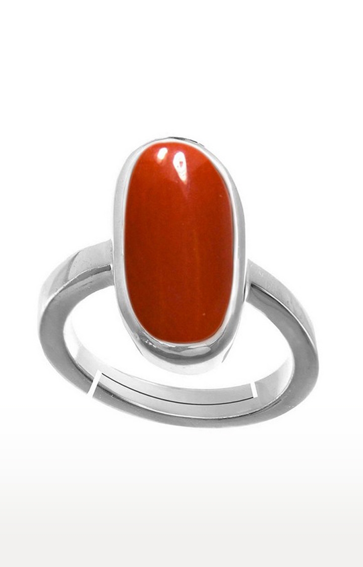 55Carat | Red Silver Plated Coral Rings 0