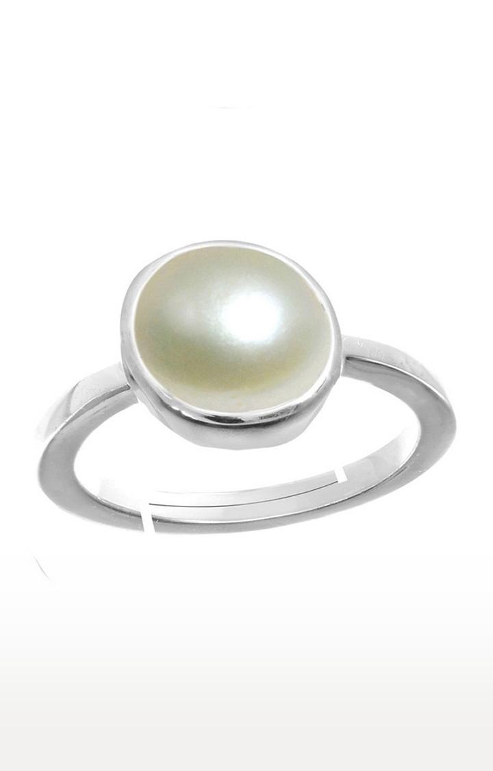 55Carat | White Silver Plated Pearl Rings 0