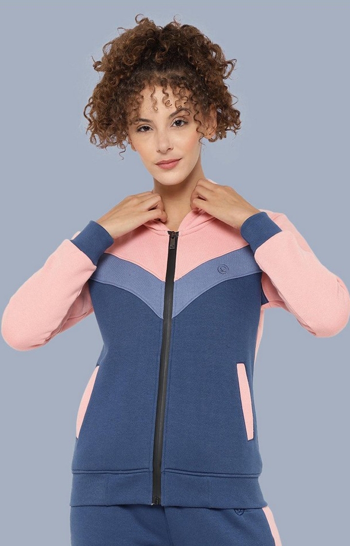 Women's Grey Melange Polyester Activewear Jackets