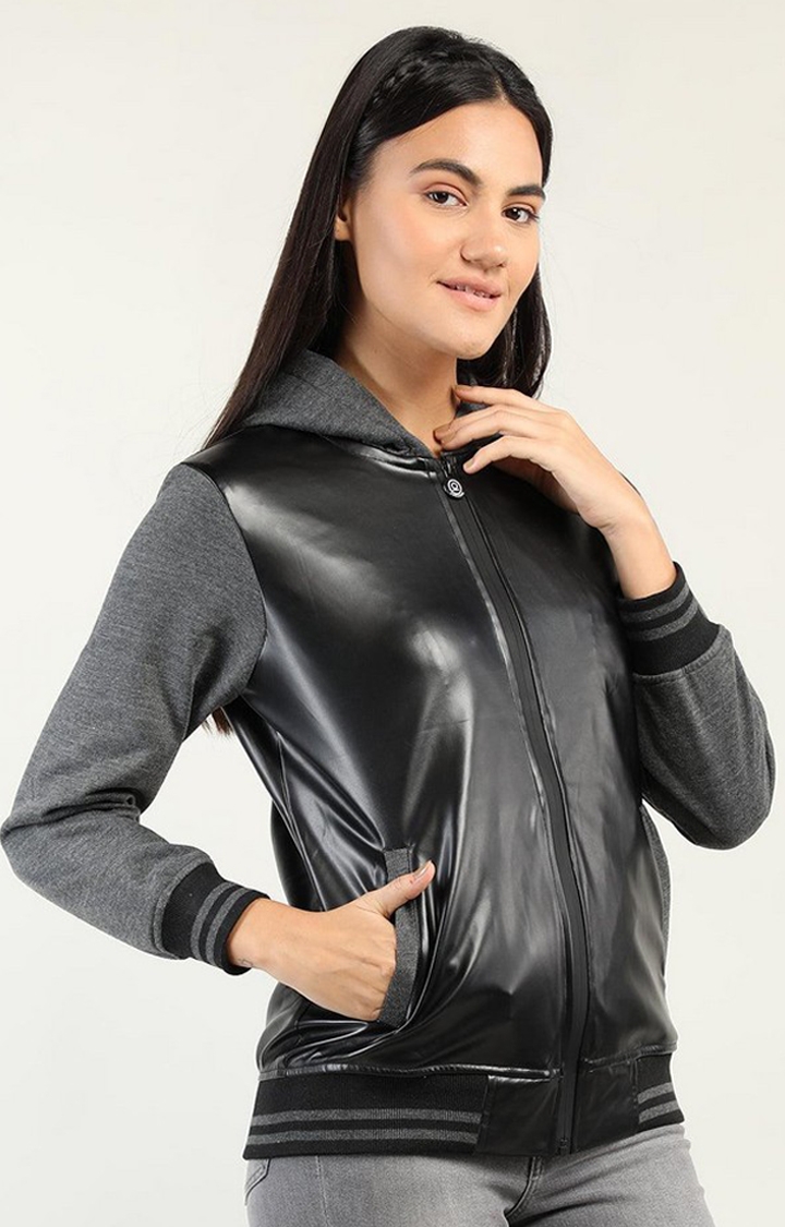 JOLGER Active wear Women's Polyester Black Hoody Jacket -Light weight