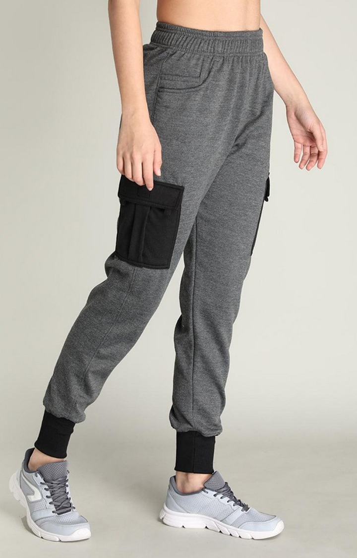 Women s Dark Grey Solid Polyester Cargo