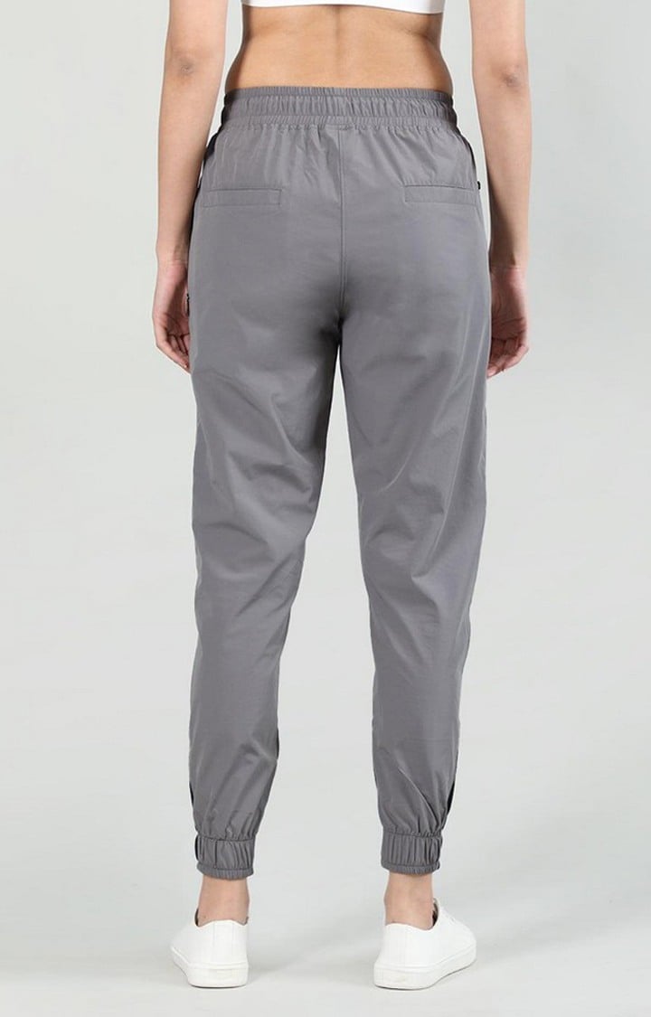 Women's Dark Grey Solid Nylon Activewear Jogger