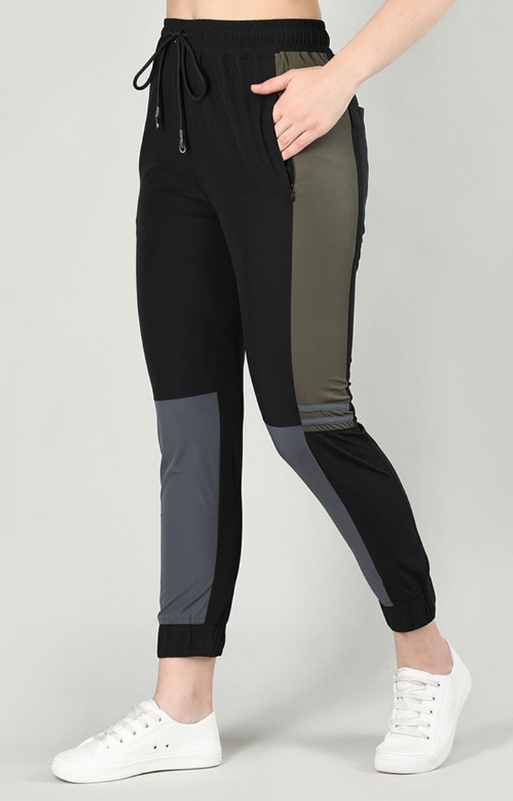 Women's Multicolor Colourblocked Nylon Activewear Jogger