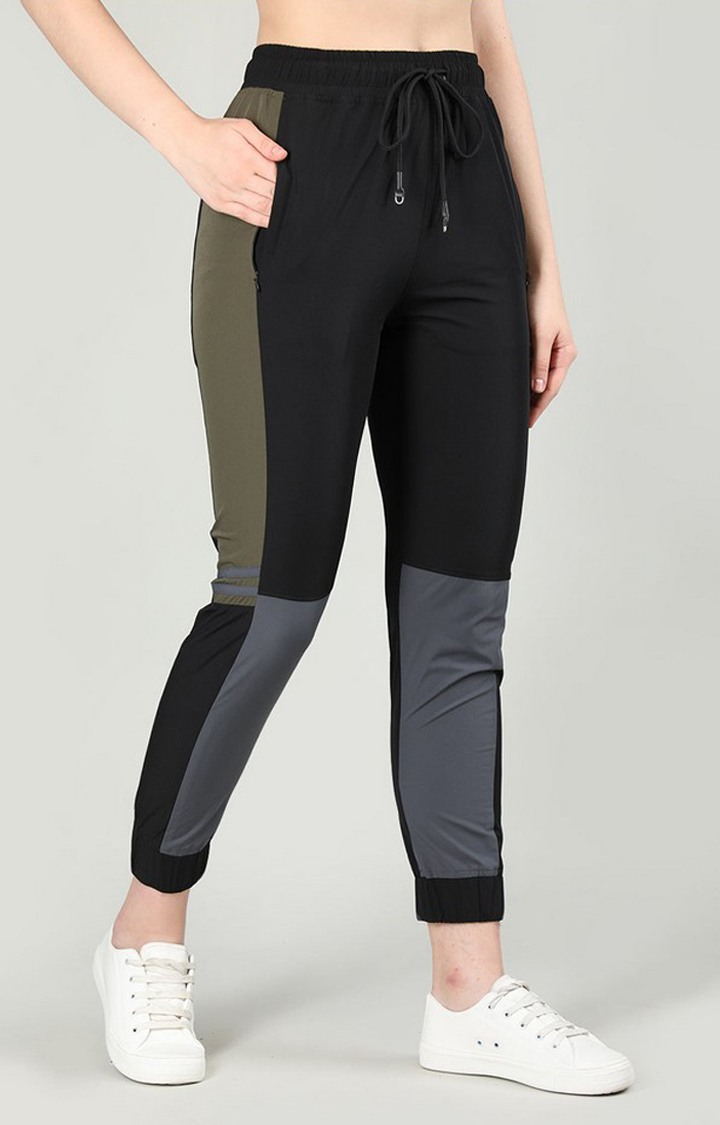 Women's Multicolor Colourblocked Nylon Activewear Jogger