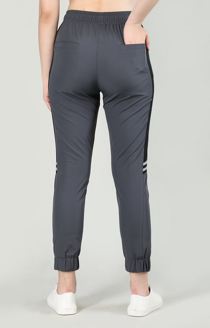 Women's Grey Colourblocked Nylon Activewear Jogger