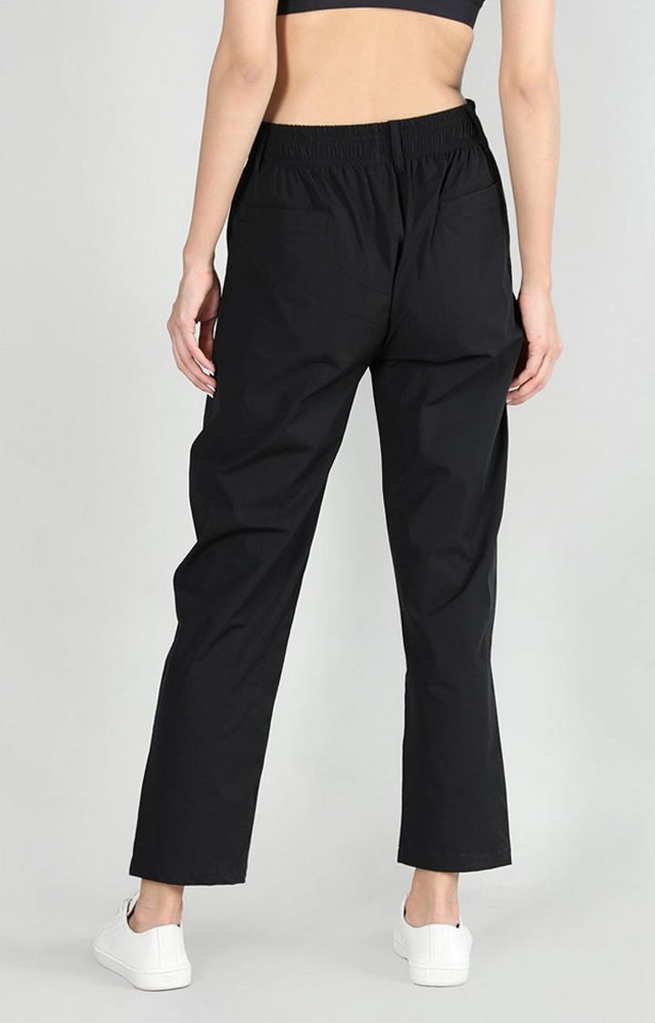 Women's Black Solid Nylon Cargo