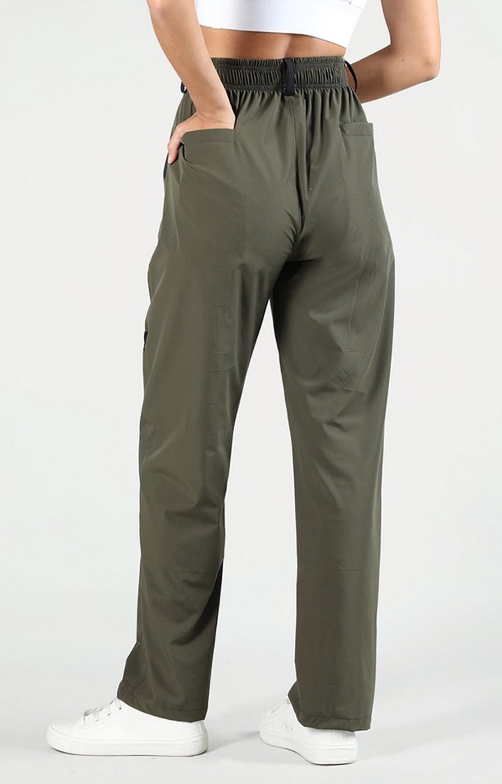 Women's Olive Green Solid Nylon Cargo