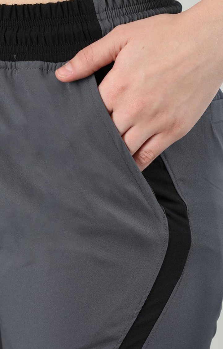 Women's Dark Grey Solid Nylon Activewear Shorts