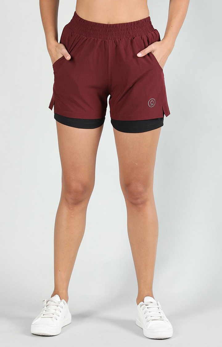 Women's White Solid Polyester Activewear Shorts