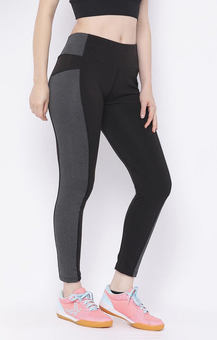 Women's Grey Solid Polyester Trackpant