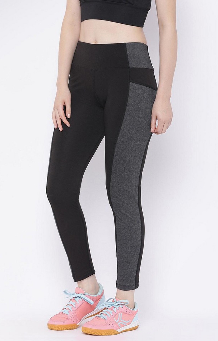 Women's Grey Solid Polyester Trackpant
