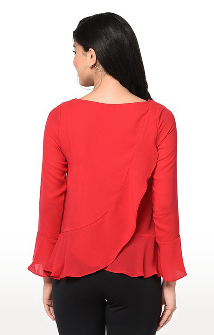 SQew | Sqew Women Polyester Red Solid Top 5