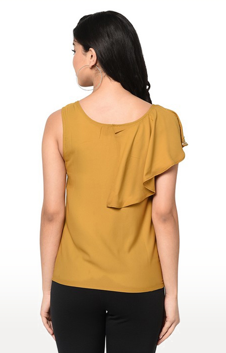 SQew | Sqew Women Polyester Yellow Solid Top 4
