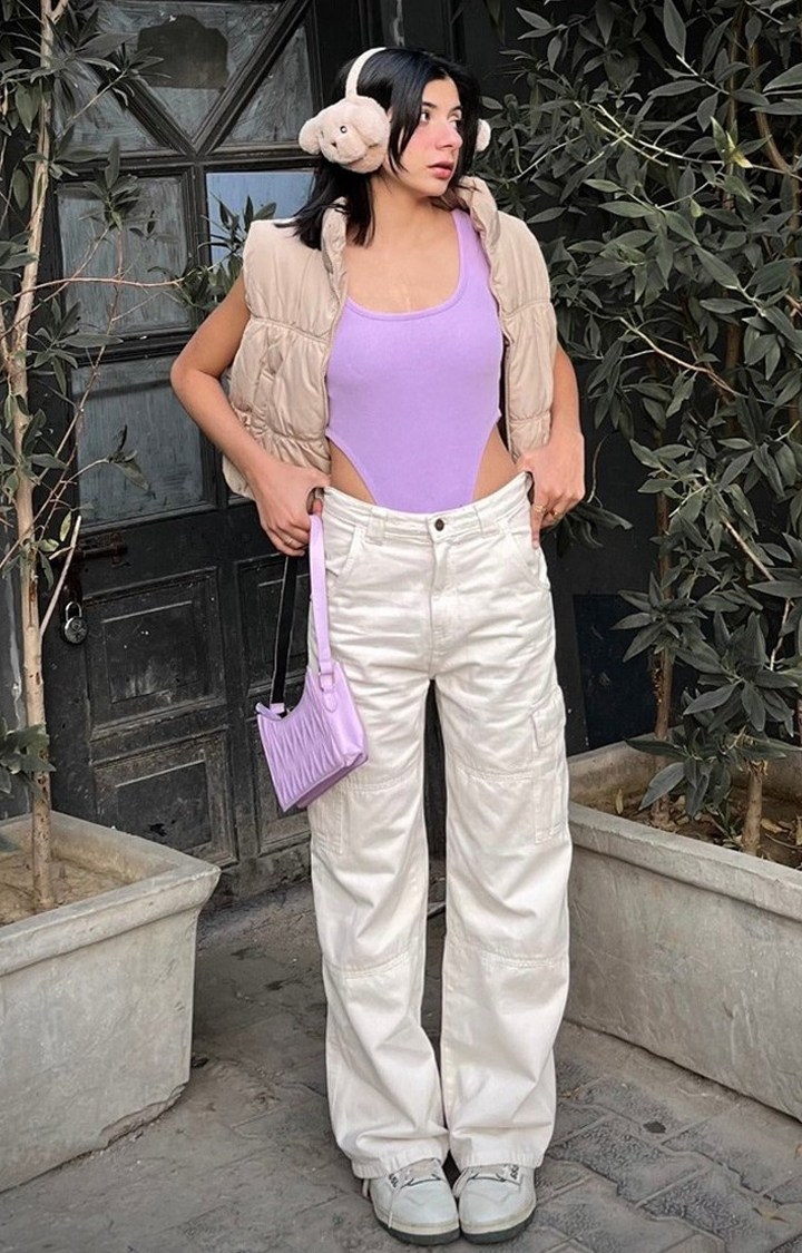 Women's Lilac Square Cut Bodysuit