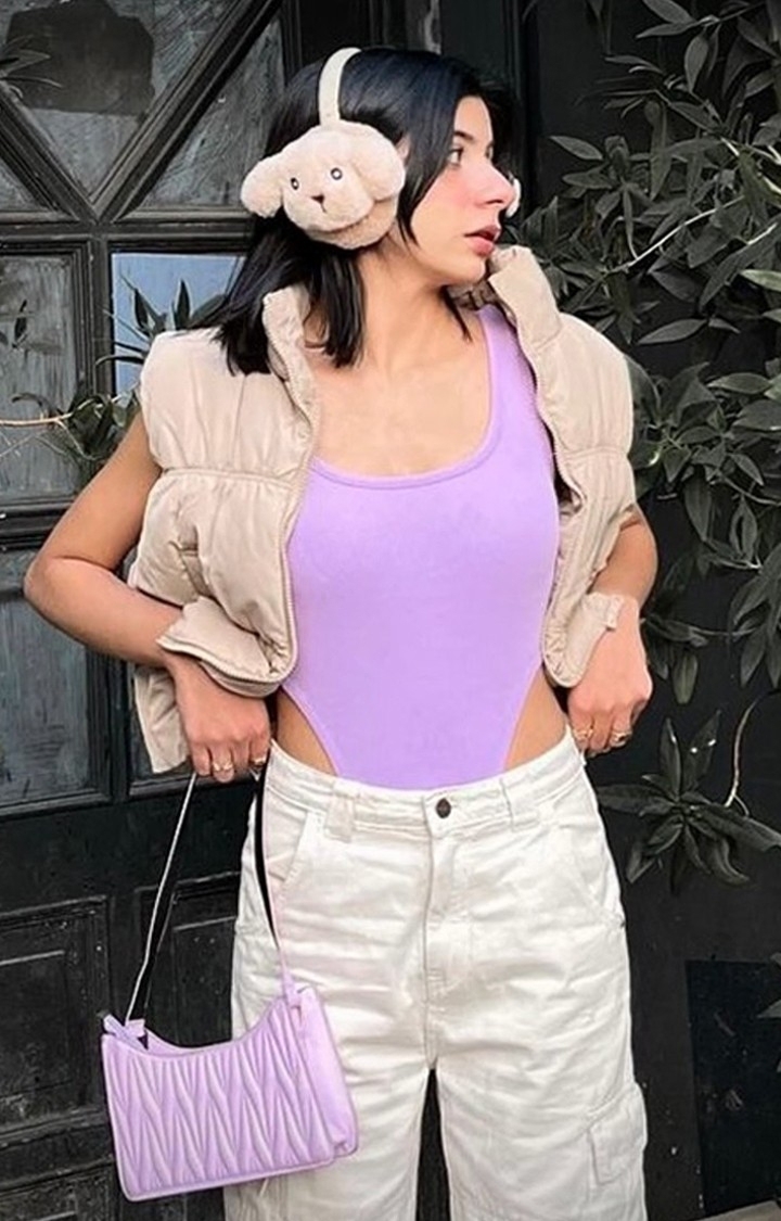 Women's Lilac Square Cut Bodysuit