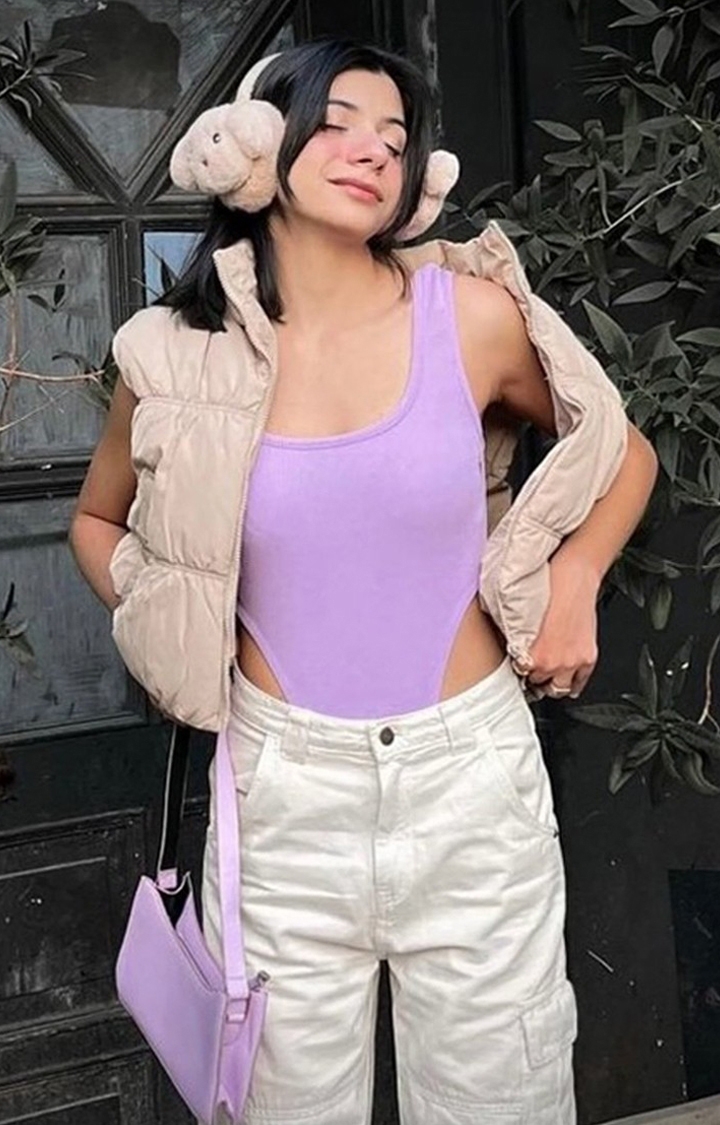 Women's Lilac Square Cut Bodysuit