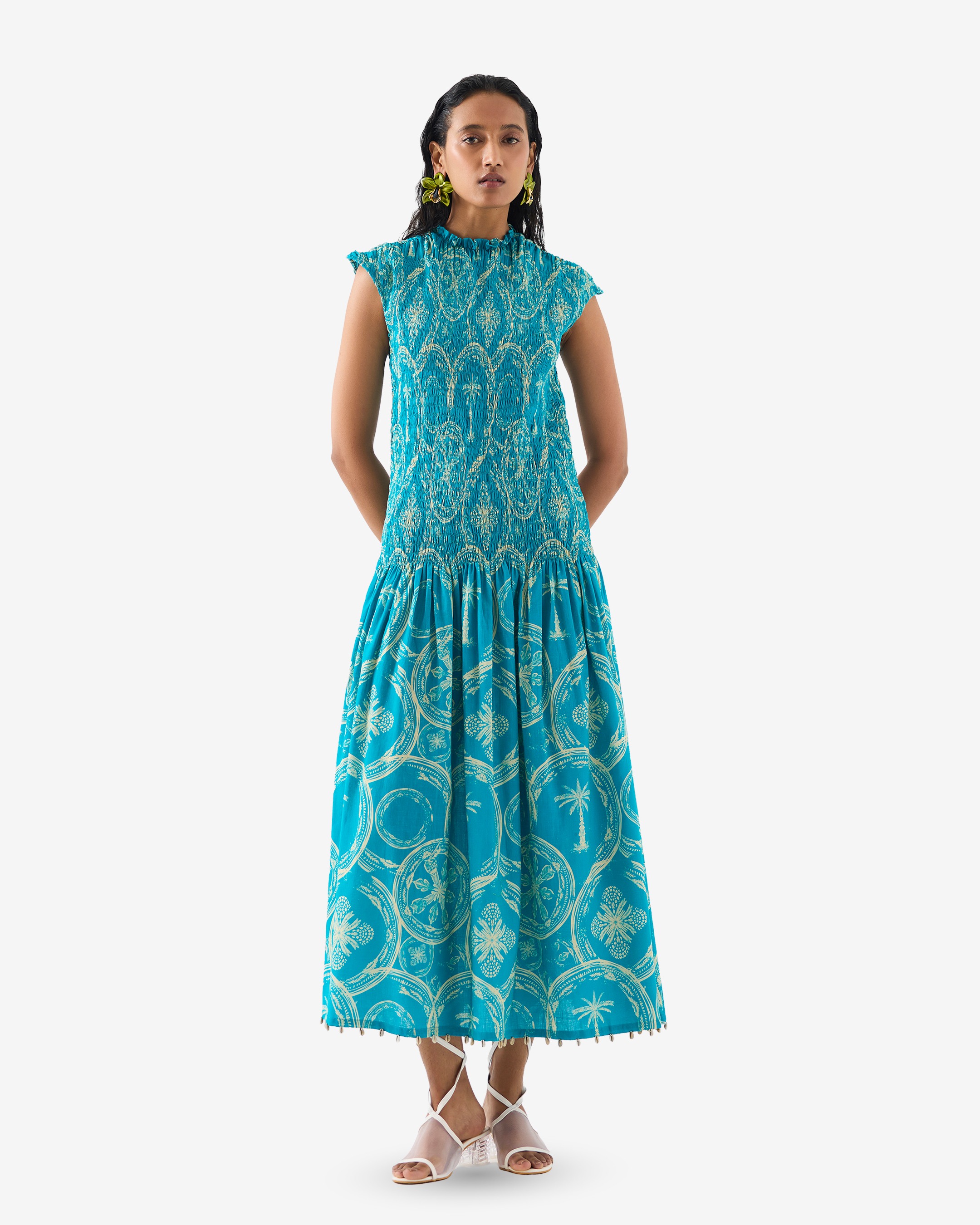 Coconut Palm Ruching Dress