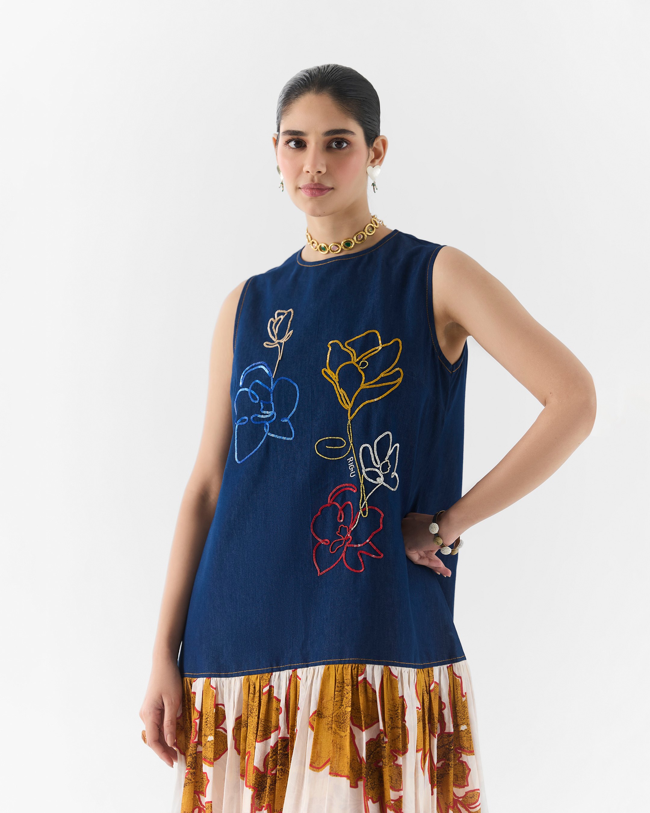 Elara Denim A Line Dress
