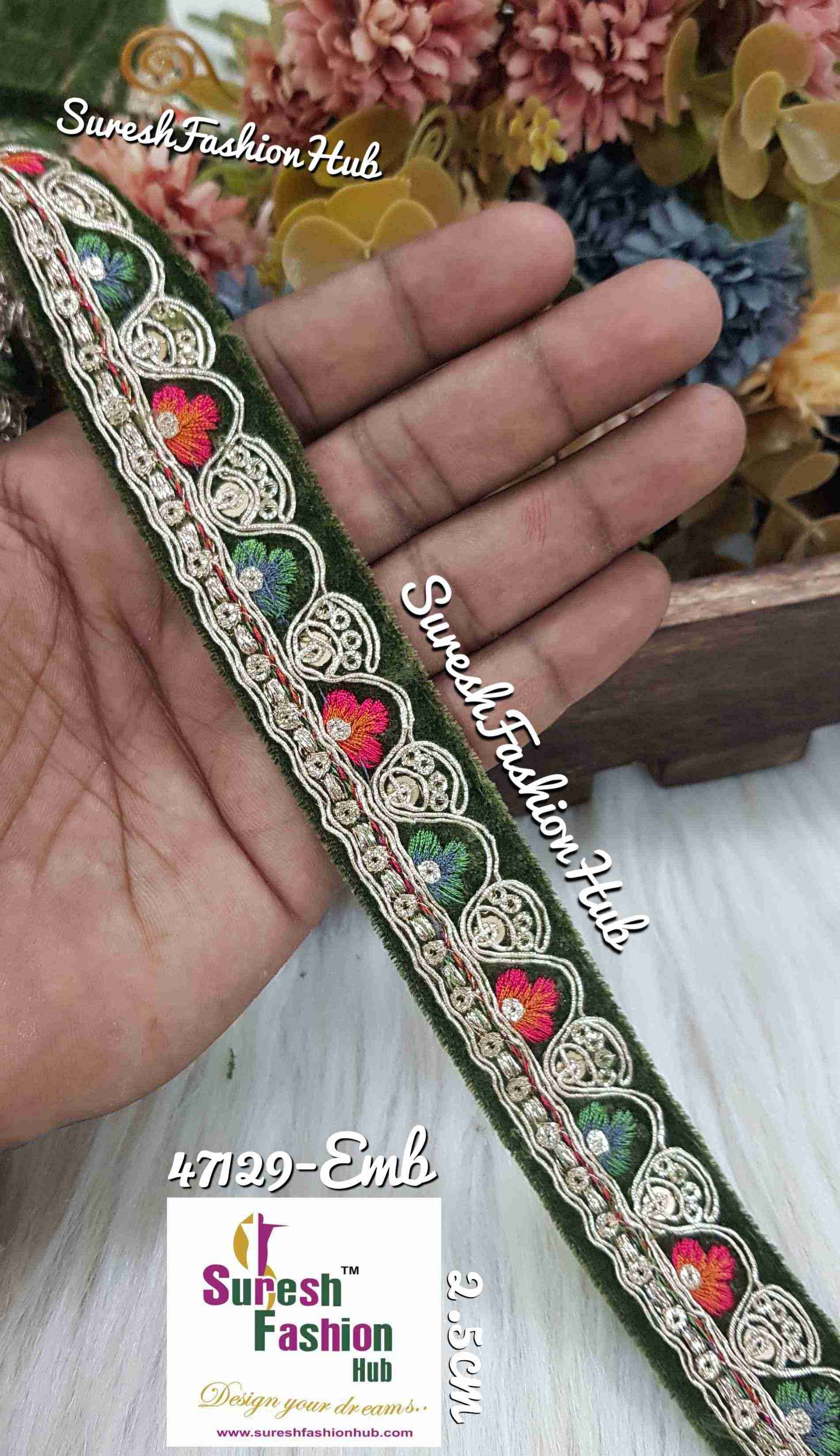 Mehendi green "Velvet Bloom Embroidery Collection"*