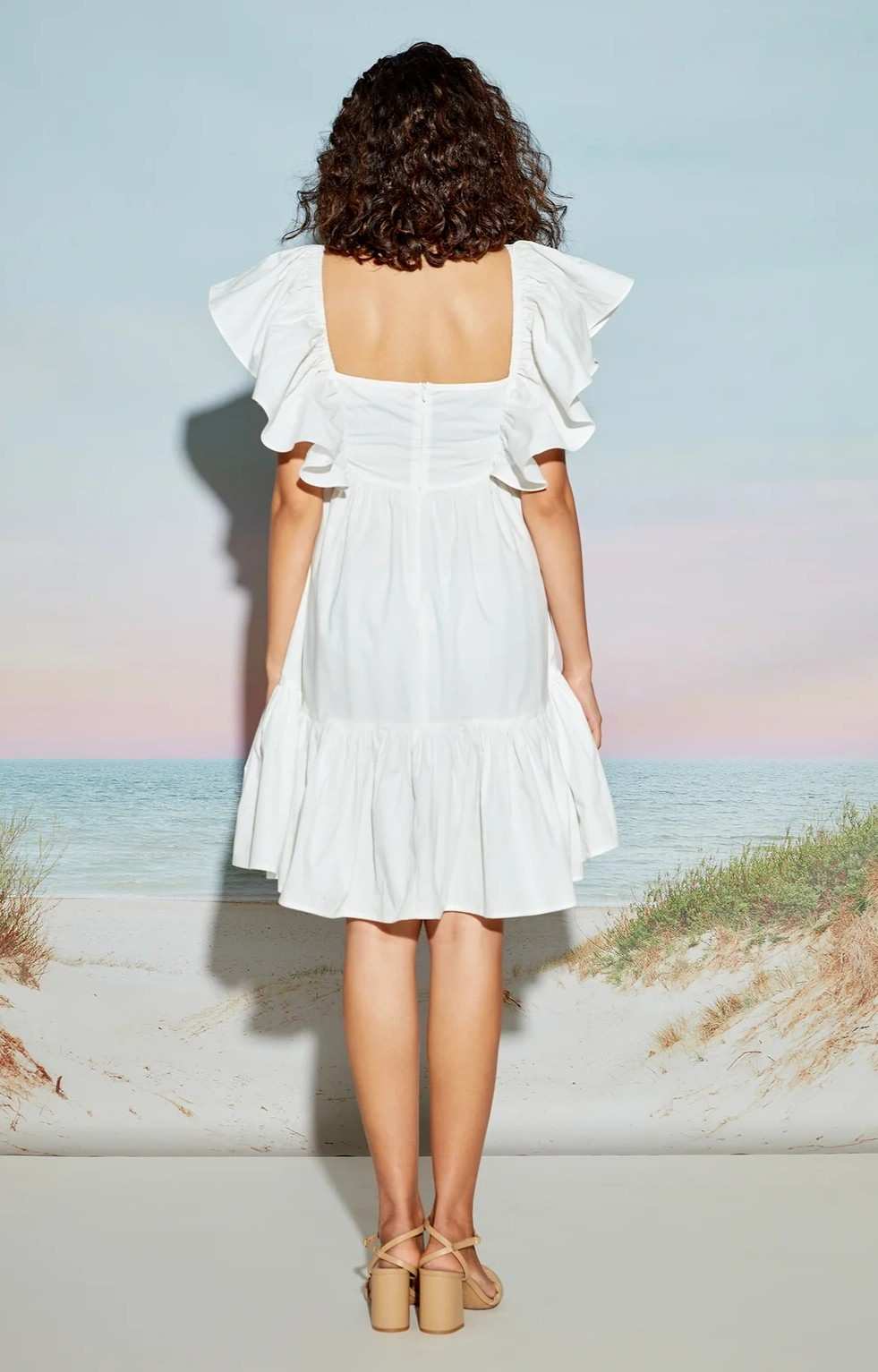 Frill Sleeve Tiered Dress with Gathers