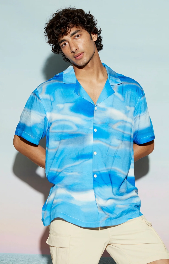 The Clothing Factory | Blue Sky Abstract Print Men's Resort Shirt