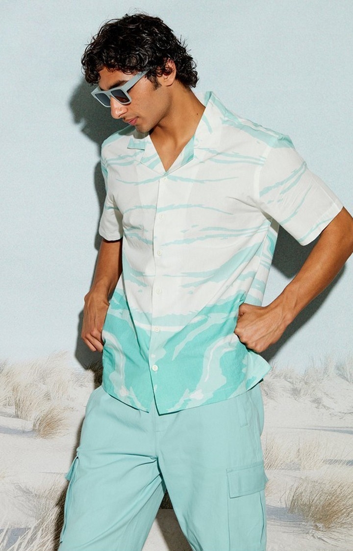 The Clothing Factory | Ocean Wave Abstract Print Men's Resort Shirt