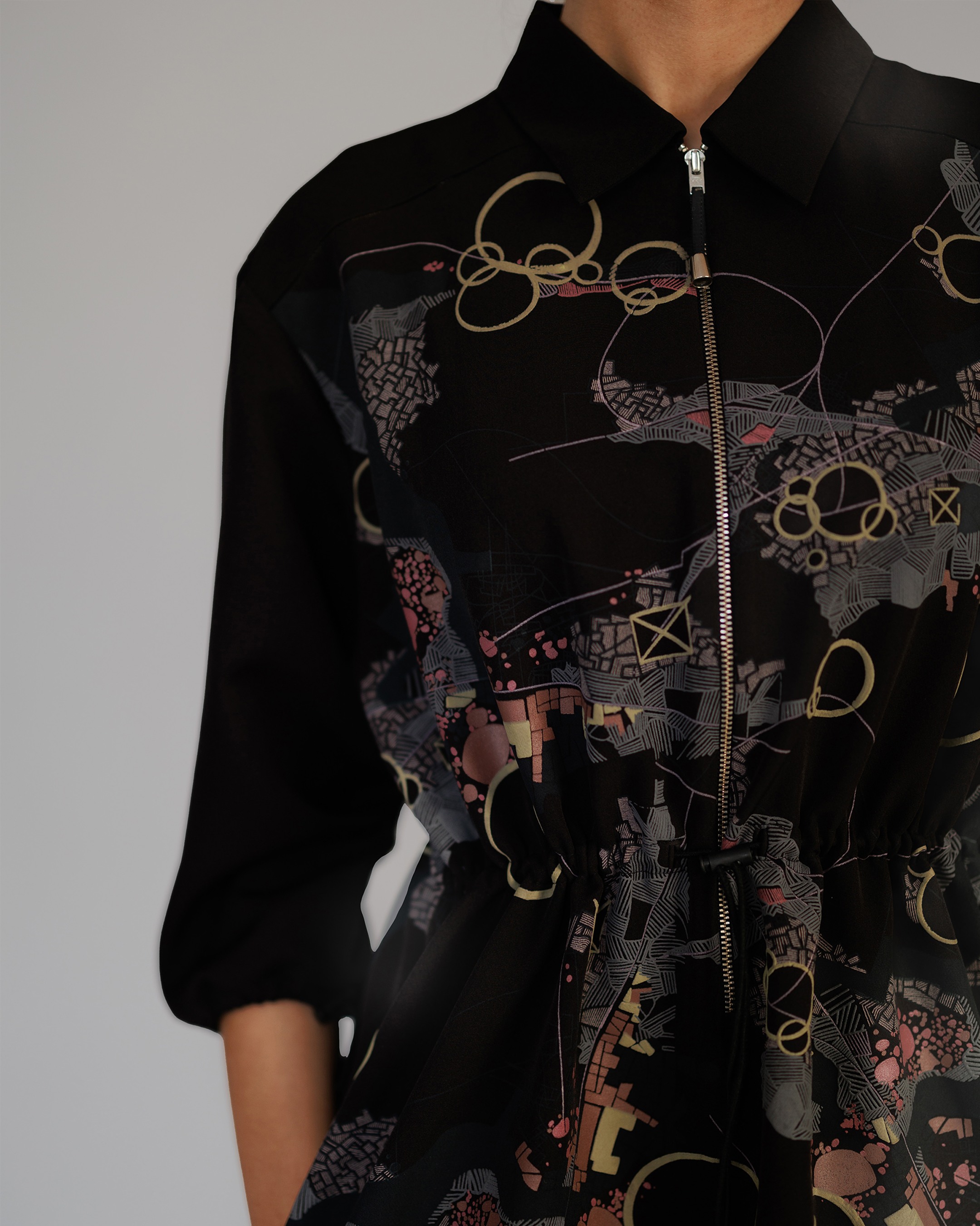Black Map Short Dress