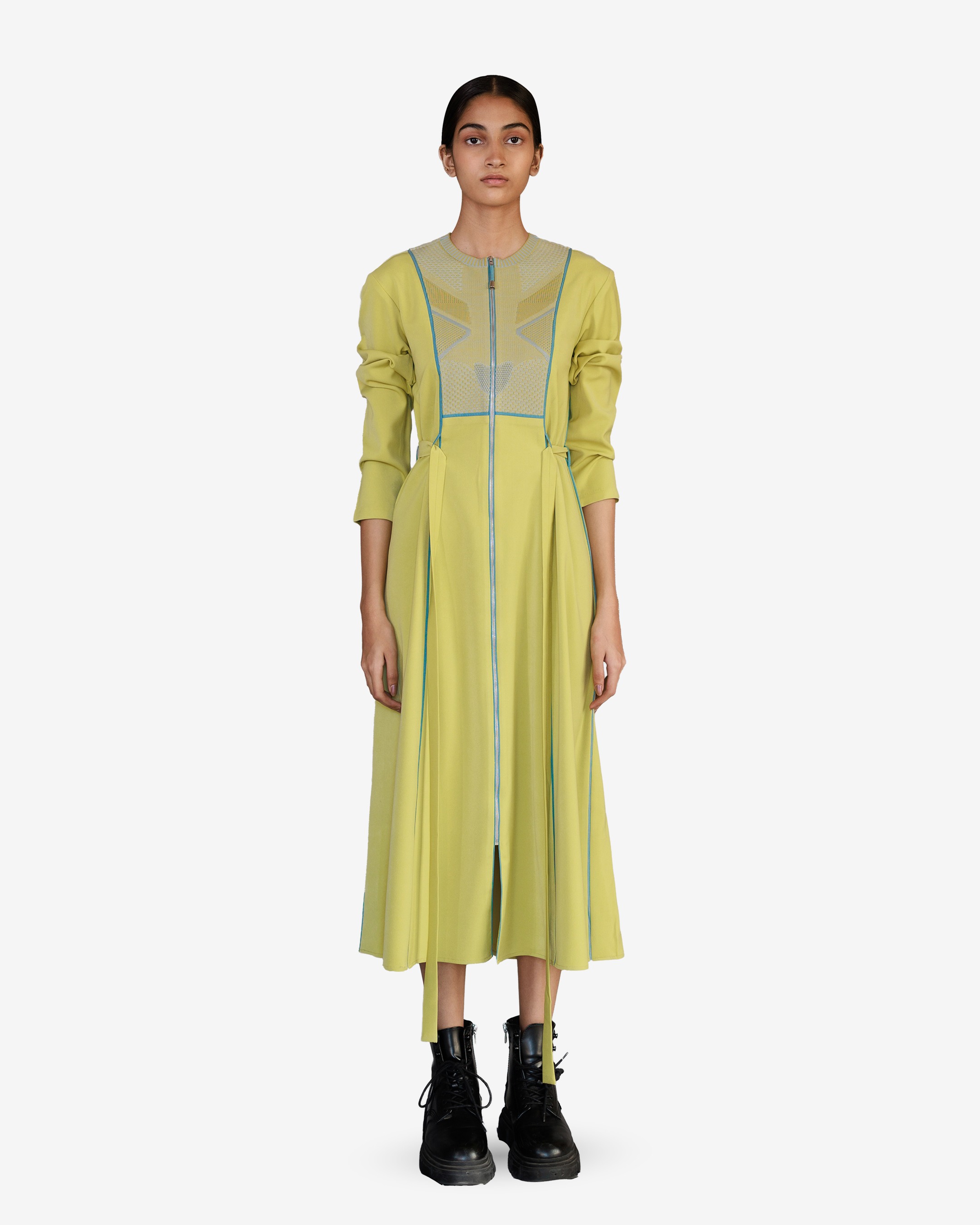 Lime Knitted Panel Dress